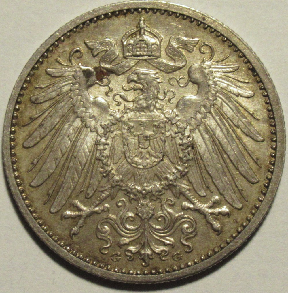 Wilhelm II - 1 Mark 1914 Karlsruhe, German Empire monnaies monde allemagne wilhelm ii 1 mark 1914 karlsruhe german empire