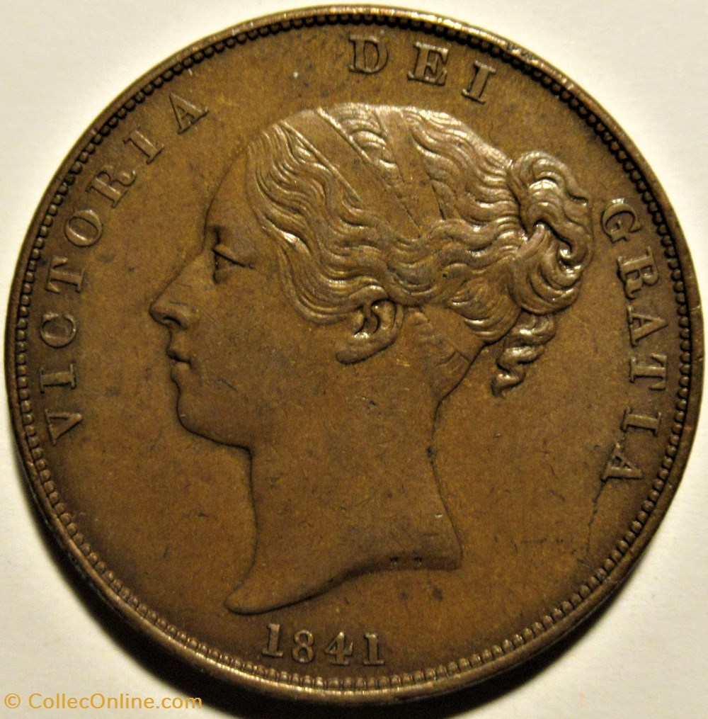 Victoria - One Penny 1841 - Kingdom of Great Britain (ex.2) 4 monnaies monde royaume uni victoria one penny 1841 kingdom of great britain ex 2