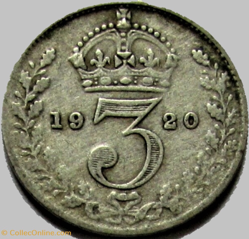 George V - 3 Pence 1920 - United Kingdom (ex.3) 3 monnaies monde royaume george v 3 pence 1920 united kingdom ex 3