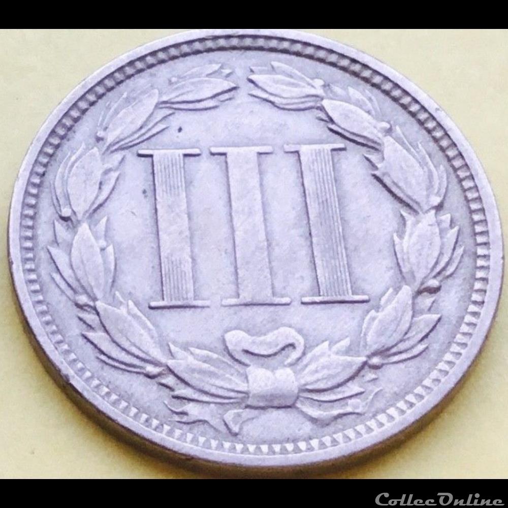 1868 - 3 Cents monnaie monde etat uni 1868 3 cents