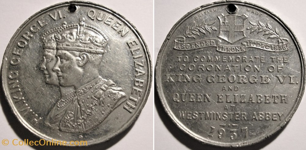 George VI & Elizabeth - 1937 Coronation at Westminster Abbey - UK (ex.2) medaille royaume uni george vi elizabeth 1937 coronation at westminster abbey uk ex 2