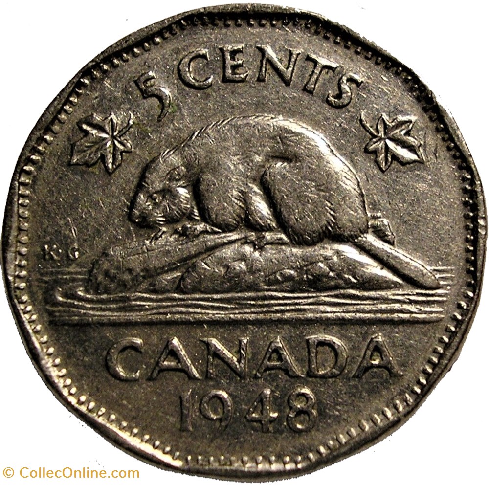 George VI - Five Cents 1948 monnaie monde canadum george vi five cents 1948