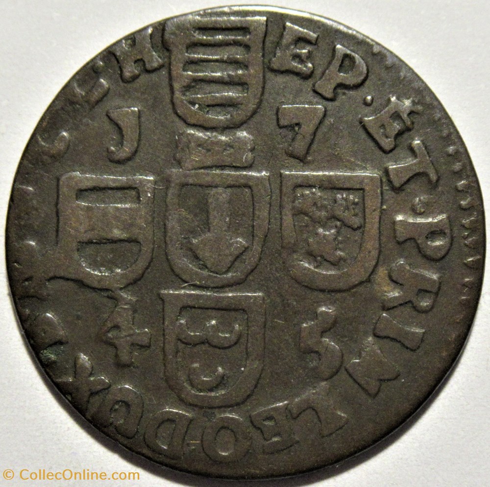 monnaies europe medievale saint empire romain germanique 1745 jean theodore de baviere 1 liard principaute de liege