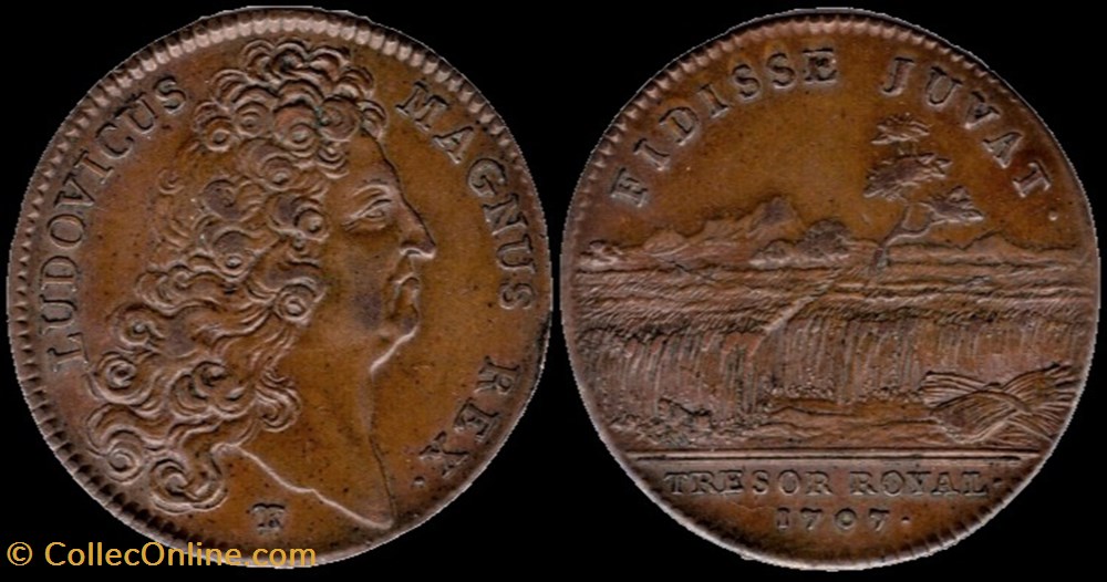 Louis XIV - 1707, Jeton, Trésor Royal monnaies paranumismatique jetons poids louis xiv 1707 jeton tresor royal
