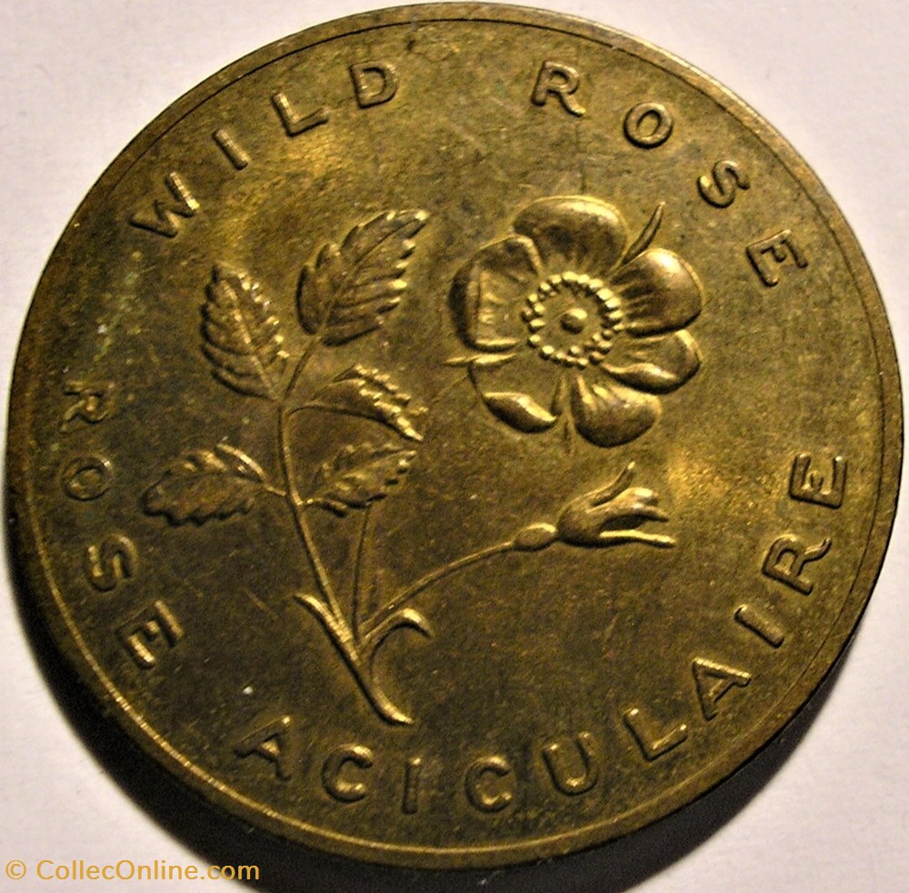 Alberta 1905 - Provincial Arms and Flowers 1965-68, Shell Oil Token 2 monnaie jeton mereaux alberta 1905 provincial arms and flowers 1965 68 shell oil token