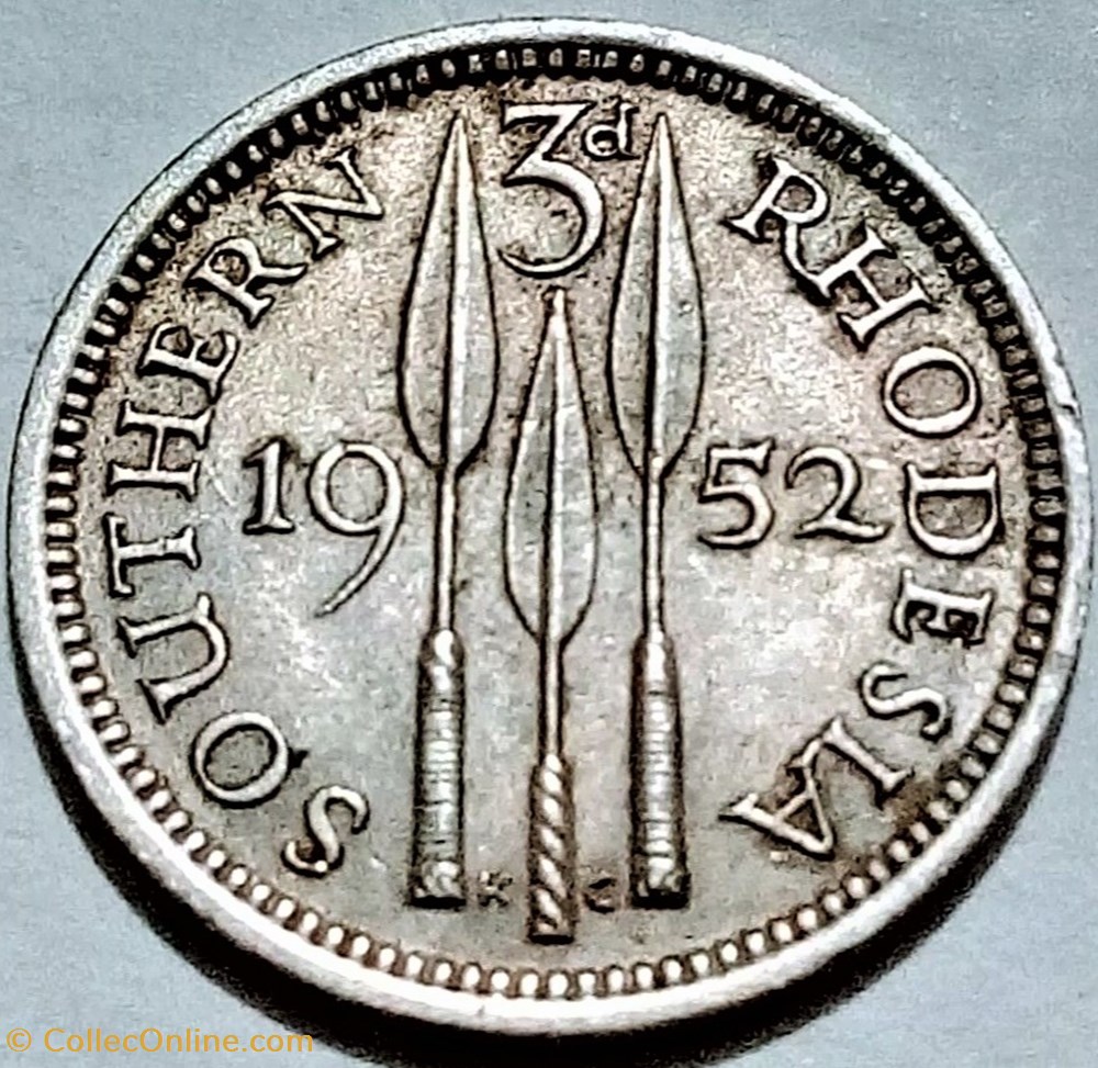 George VI - Three Pence 1952 - Southern Rhodesia monnaie monde zimbabwe george vi three pence 1952 southern rhodesia