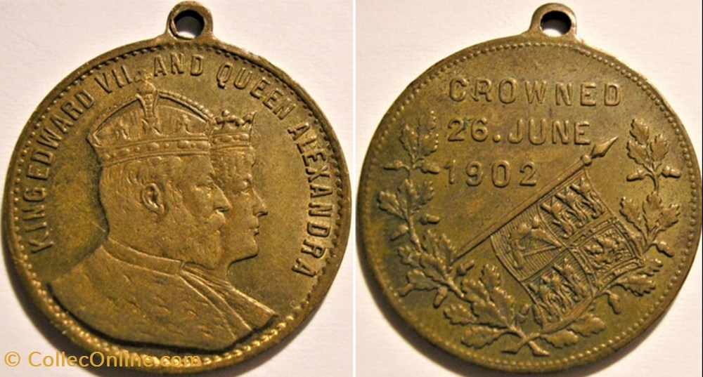 Edward VII & Alexandra - Medalet Coronation 1902 medailles royaume uni edward vii alexandra medalet coronation 1902