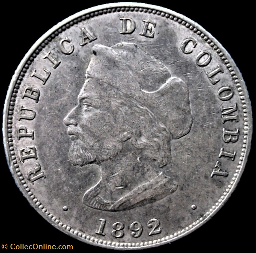 monnaies monde colombie 50 centavos 1892 discovery of america