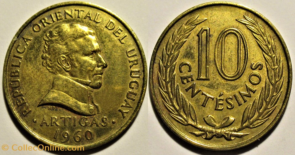 Uruguay - 10 Centesimos 1960, José Artigas monnaies monde uruguay 10 centesimos 1960 jose artigas