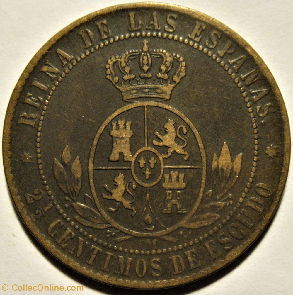 1866 Barcelona - 2½ Centimos - Isabel II España 3 monnaies monde espagne 1866 barcelona 2 centimos isabel ii espana