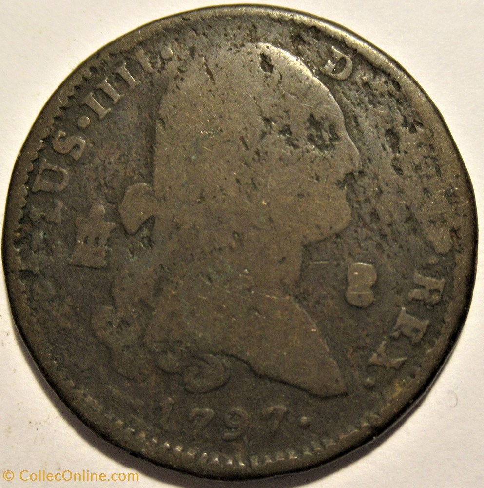 1797 - 8 Maravedis Segovia - Carlos IV de España 2 monnaies monde espagne 1797 8 maravedis segovia carlos iv de espana