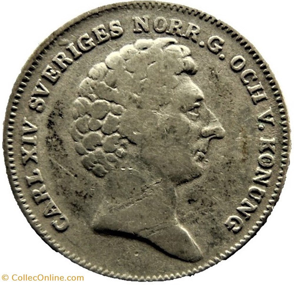 Sweden - Karl XIV Johan - ⅛ Riksdaler Specie 1831 monnaies monde suede sweden karl xiv johan riksdaler specie 1831