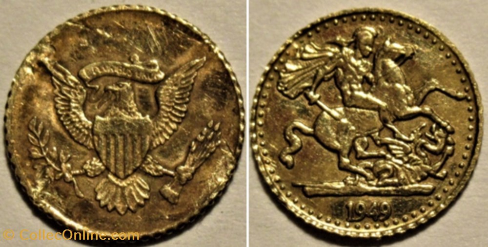 Great Seal of the United States & St George Gold Token 1949 monnaies jetons mereaux great seal of the united states st george gold token 1949