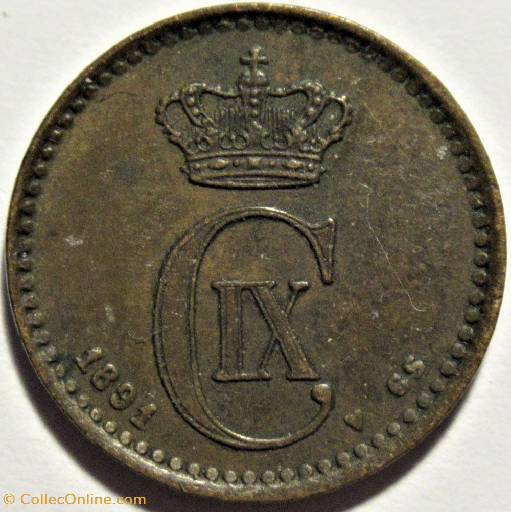 Christian IX Denmark - 1 Øre 1891 monnaies monde danemark christian ix denmark 1 re 1891