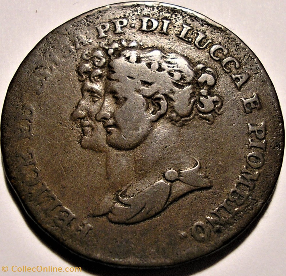 1806 Principauté de Lucca & Piombino, 5 Centesimi - Felix & Elisa Napoleon 3 monnaies monde italie 1806 principaute de lucca piombino 5 centesimi felix elisa napoleon