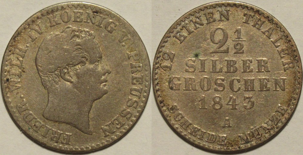 monnaies europe medievale saint empire romain germanique friedrich wilhelm iv 2 silbergroschen 1843 berlin kingdom of prussia