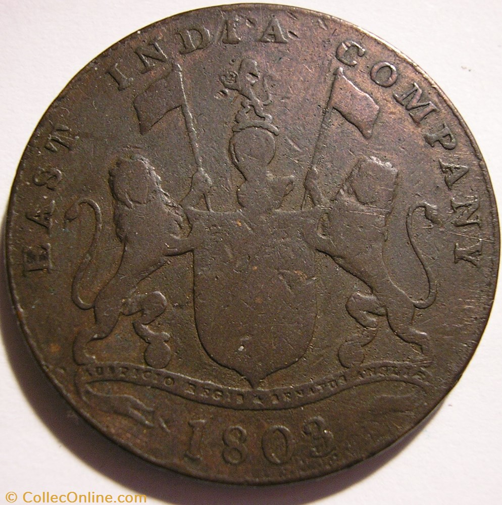 King George III - 20 Cash 1803 Madras Presidency (ex.3) monnaie monde inde king george iii 20 cash 1803 madras presidency ex 3