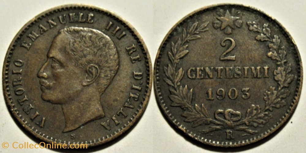 1903 Regno d'Italia, 2 Centesimi, Roma - Vittorio Emanuele III monnaies monde italie 1903 regno italia 2 centesimi roma vittorio emanuele iii