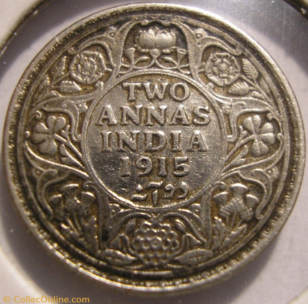 George V - 2 Annas 1915 Bombay - British India monnaie monde inde george v 2 annas 1915 bombay british india