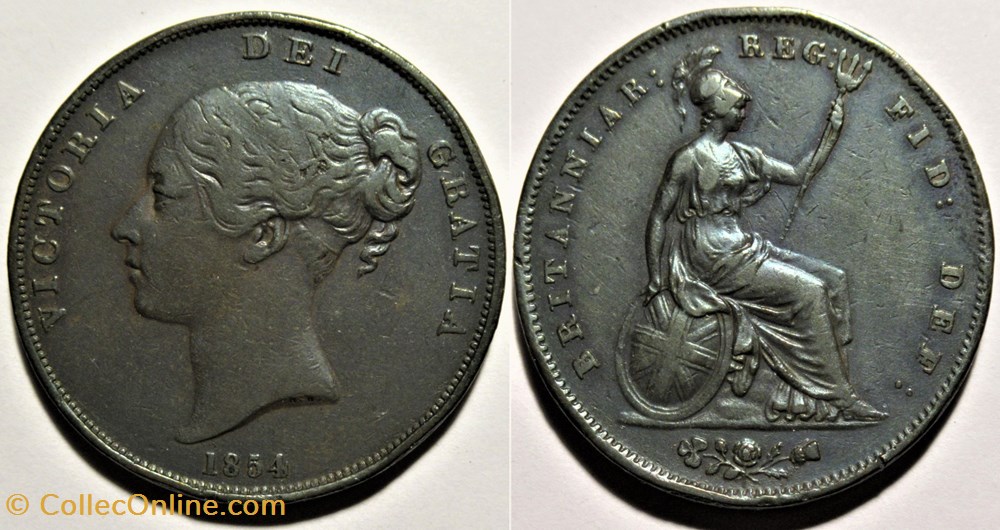 Victoria - One Penny 1854 - Kingdom of Great Britain monnaies monde royaume uni victoria one penny 1854 kingdom of great britain
