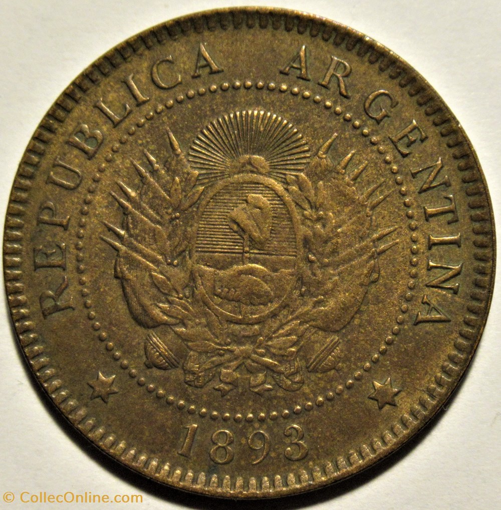 Argentina - Un Centavo 1893 3 monnaies monde argentine argentina un centavo 1893