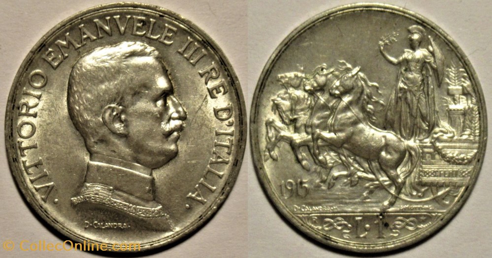 1915 Regno d'Italia, Lira, Roma - Vittorio Emanuele III monnaies monde italie 1915 regno italia lira roma vittorio emanuele iii