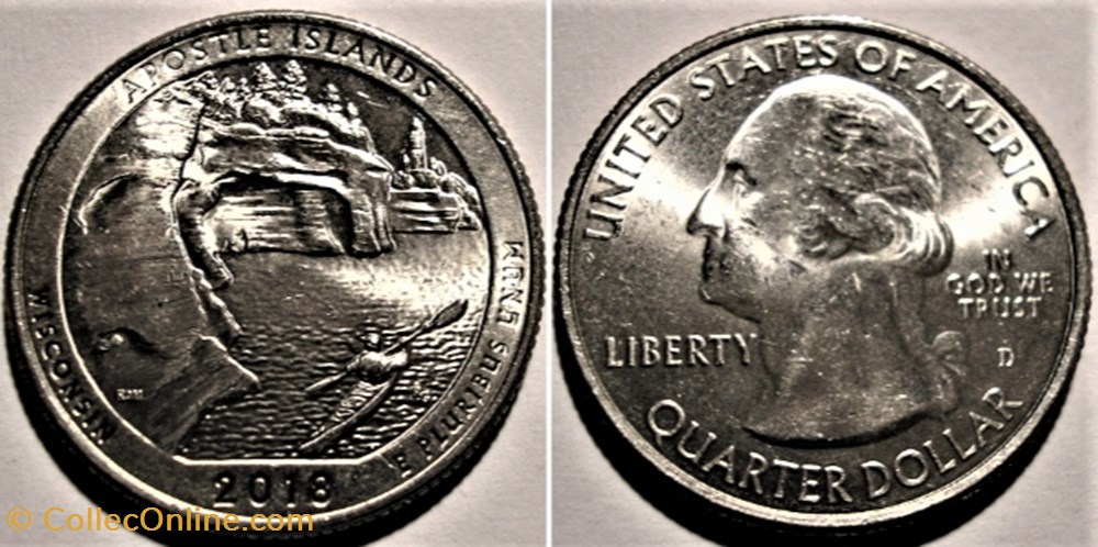 Apostle Isl., Lakeshore - 2018 D Quarter Dollar - Wisconsin State monnaie monde etat uni apostle isl lakeshore 2018 d quarter dollar wisconsin state