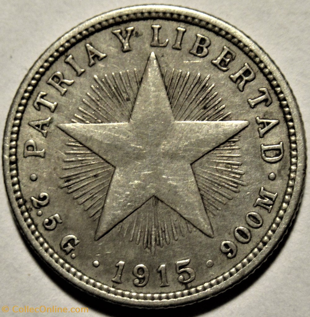 Cuba - 10 Centavos 1915 3 monnaies monde cuba 10 centavos 1915
