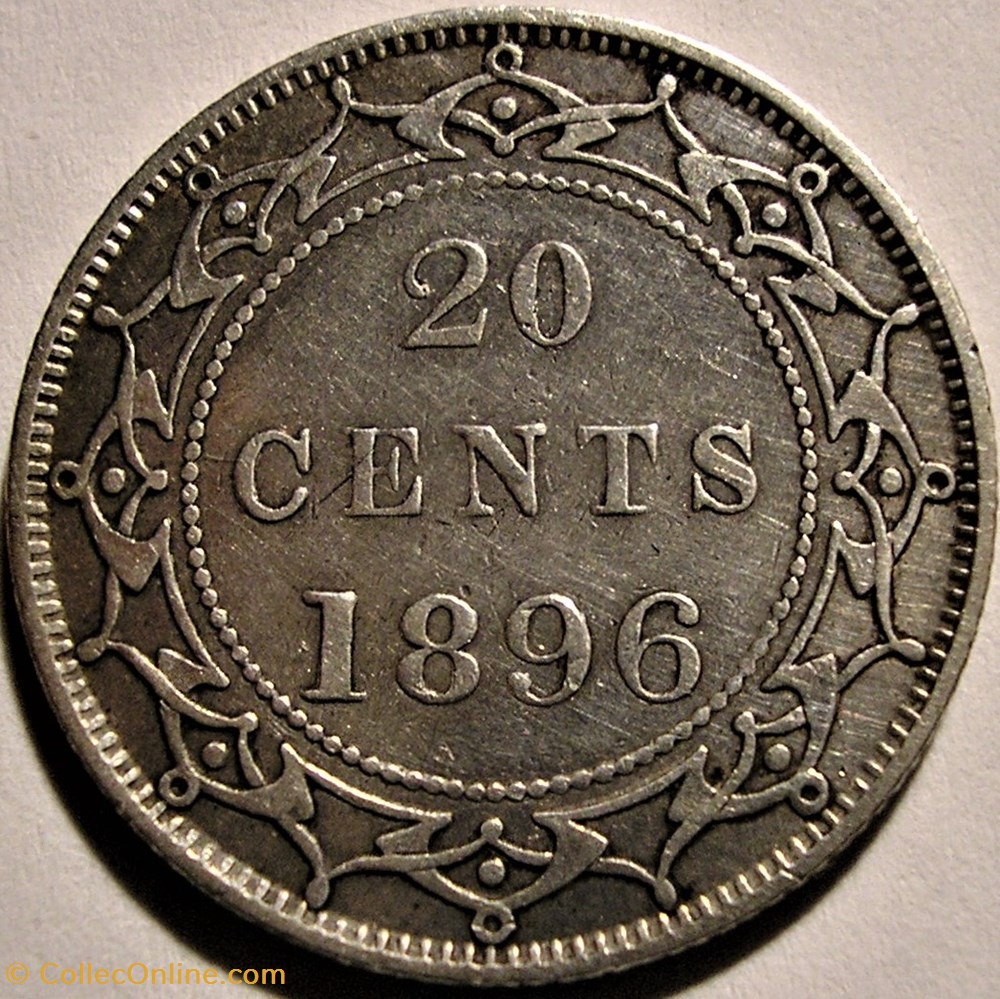 Victoria - 20 Cents 1896 Newfoundland monnaie monde canadum victoria 20 cents 1896 newfoundland