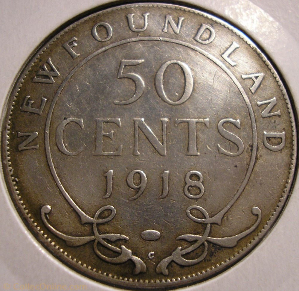 George V - 50 Cents 1918 Newfoundland 2 monnaie monde canadum george v 50 cents 1918 newfoundland