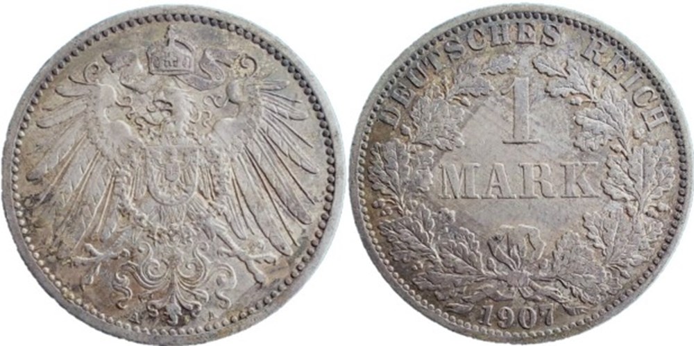 Wilhelm II - 1 Mark 1907 Berlin - German Empire monnaies monde allemagne wilhelm ii 1 mark 1907 berlin german empire