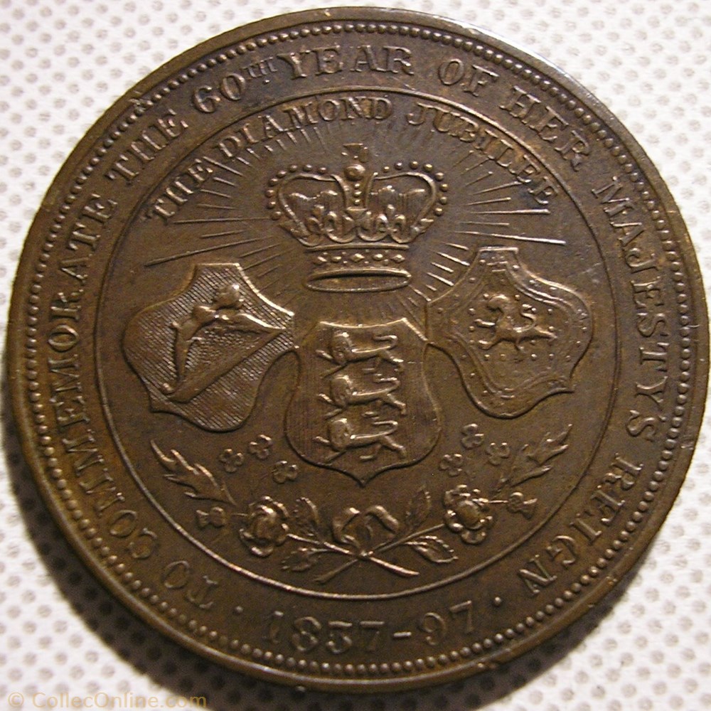 Victoria & the Royal Family - 1897 Diamond Jubilee Token - UK 3 monnaies jetons mereaux victoria the royal family 1897 diamond jubilee token uk