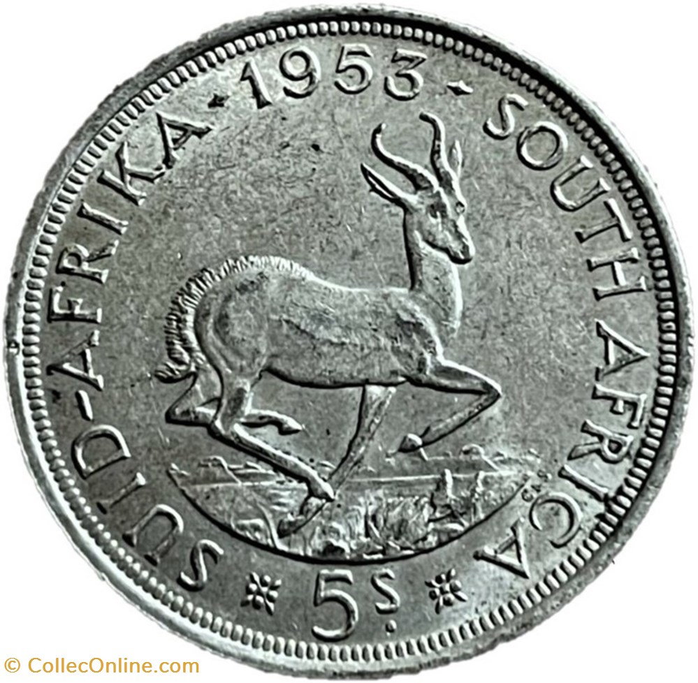 Elizabeth II - Five Shillings 1953 - Pretoria, South Africa 3 monnaies monde afrique du sud elizabeth ii five shillings 1953 pretoria south africa