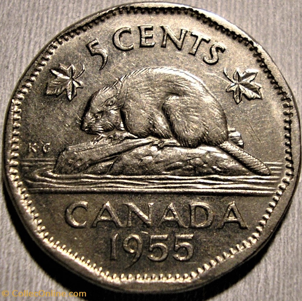 Elizabeth II - 5 Cents 1955 monnaie monde canadum elizabeth ii 5 cents 1955