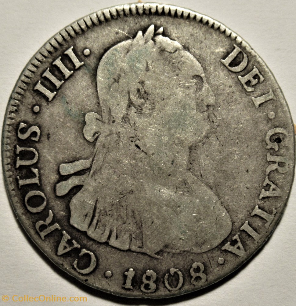 4 Reales 1808 Potosi - Carlos IV de España 2 monnaies monde bolivie 4 reales 1808 potosi carlos iv de espana
