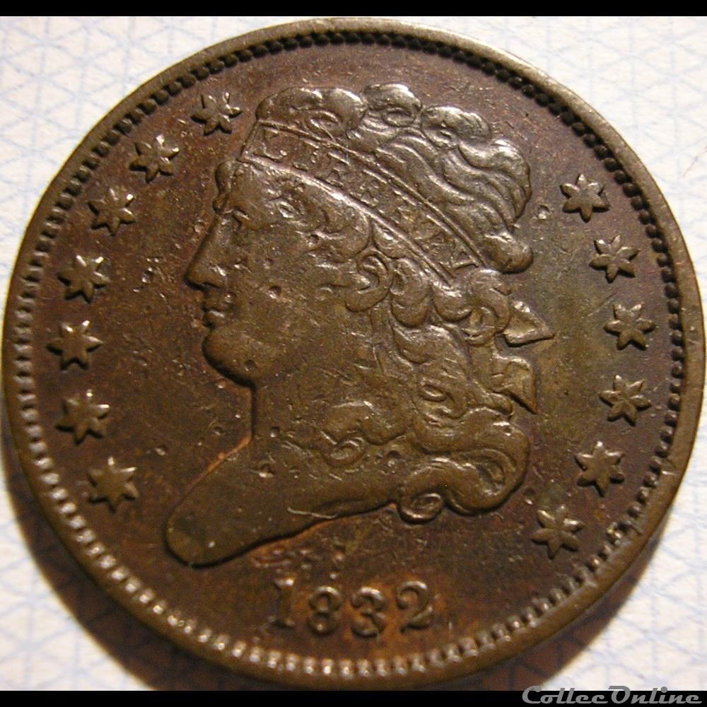 1832 Classic Head Half Cent monnaie monde etat uni 1832 classic head half cent
