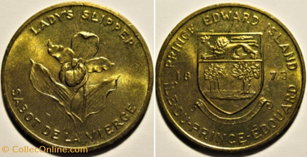 Prince Edward Island - Provincial Arms and Flowers 1965-68, Shell Oil Token monnaies jetons mereaux prince edward island provincial arms and flowers 1965 68 shell oil token