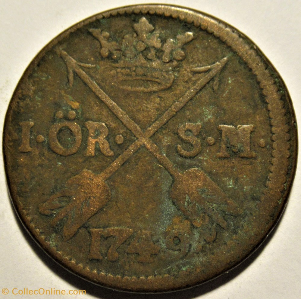 monnaies europe medievale royaume suede sweden king fredrik i 1 ore 1749 avesta