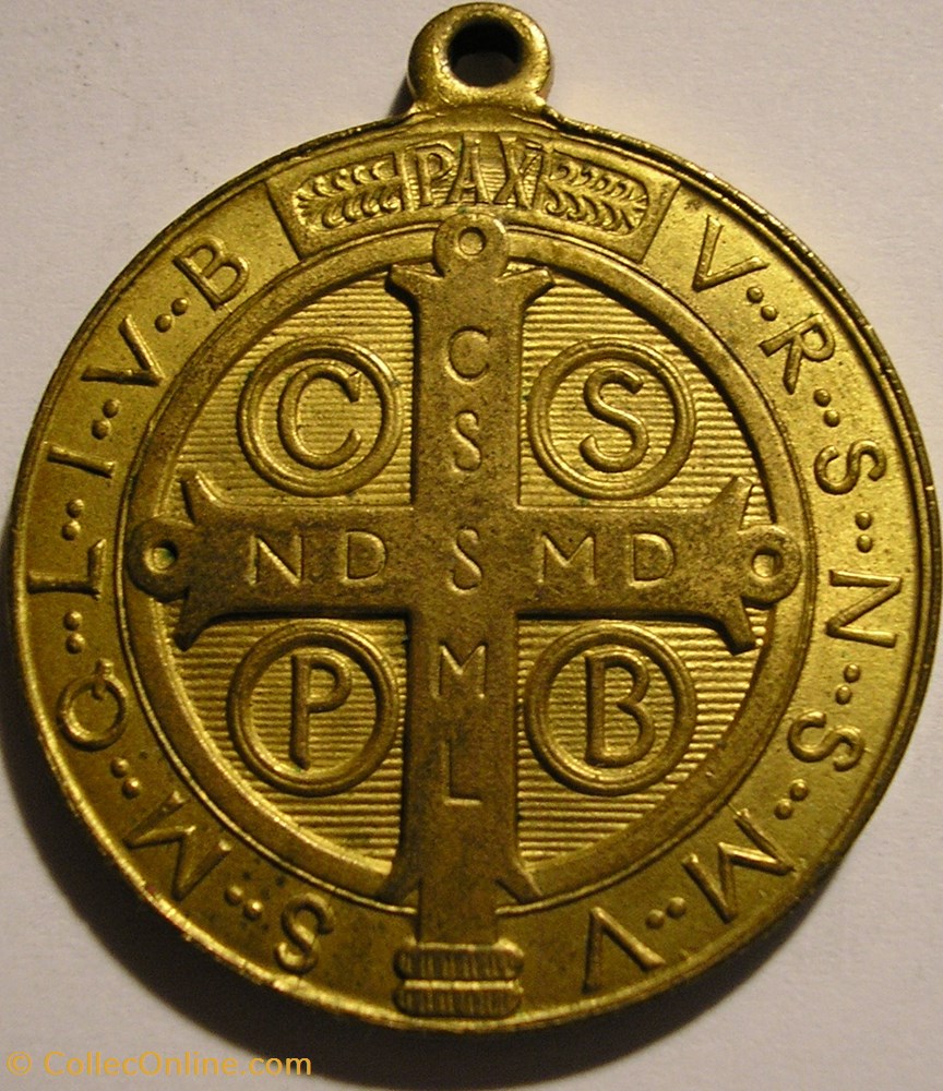 Saint Benedict - Jubilee Medal 1880 3 patrimoine religieux objets de cultes saint benedict jubilee medal 1880