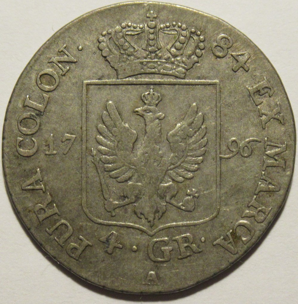 monnaies europe medievale saint empire romain germanique friedrich wilhelm ii 4 groschen 1796 kingdom of prussia