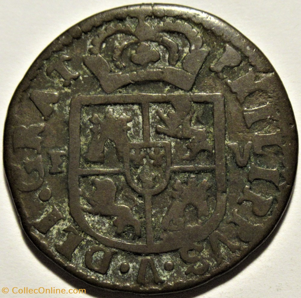monnaies europe medievale royaume espagne 1711 valencia seiseno felipe v de espana