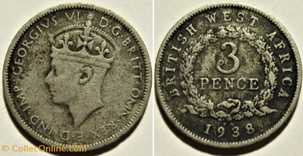 monnaies monde afrique occidentale britannique george vi 3 pence 1938 kn west africa