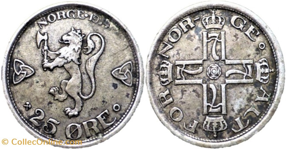 Haakon VII of Norway - 25 Øre 1914 monnaies monde norvege haakon vii of norway 25 re 1914