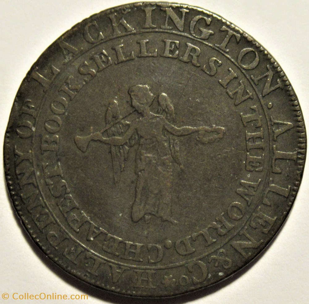 1794 HalfPenny - J. Lackington & Co, Booksellers Token, London, England (variety) monnaies monde royaume uni 1794 halfpenny j lackington co booksellers token london england variety