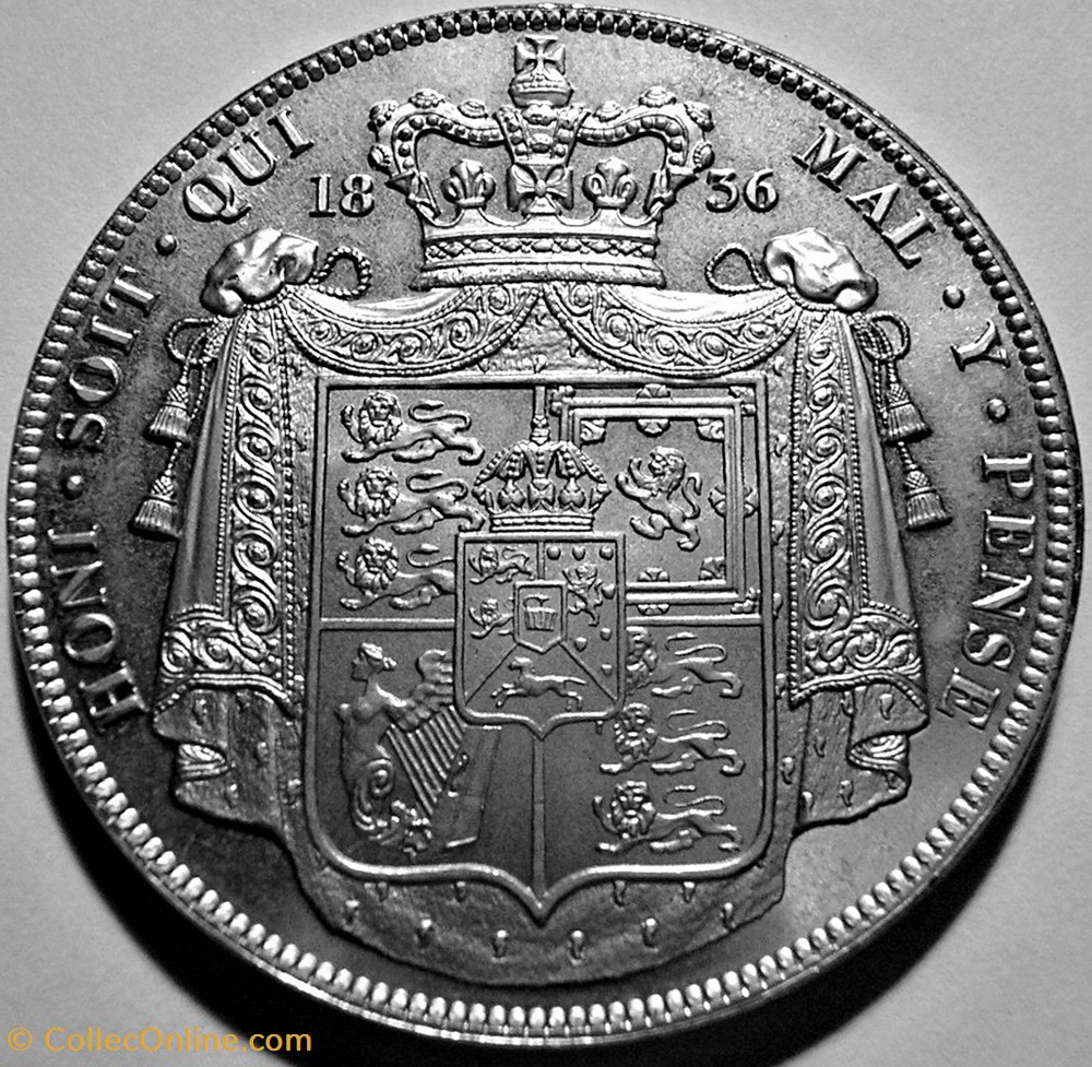monnaies monde royaume uni william iv crown 1836 retro pattern great britain