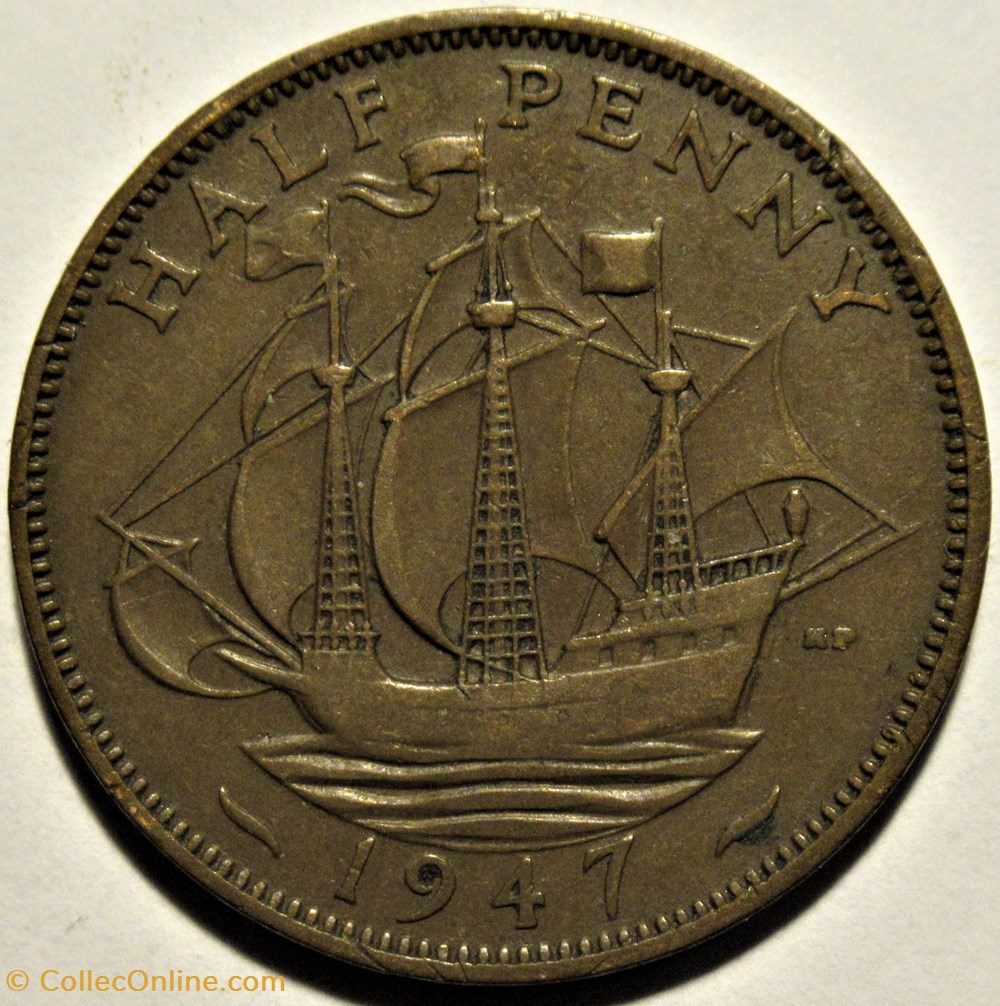 George VI - Half Penny 1947 - UK 3 monnaies monde royaume uni george vi half penny 1947 uk