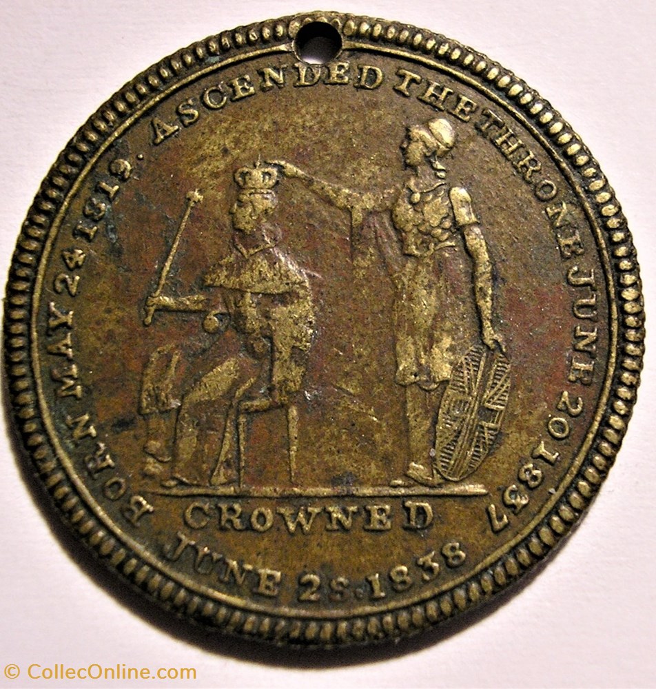 Queen Victoria - Crowning Token 1838 - Great Britain 3 monnaie jeton mereaux queen victoria crowning token 1838 great britain