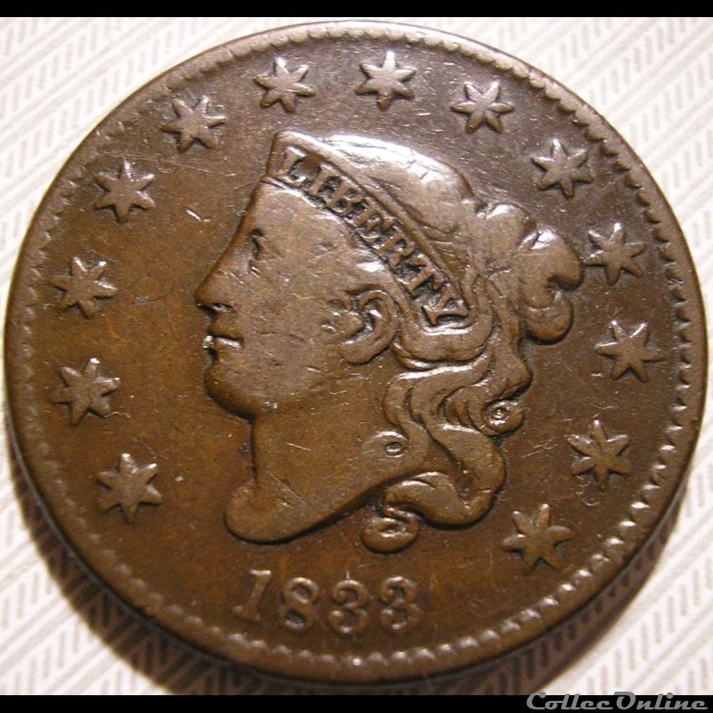 monnaie monde etat uni 1833 one cent