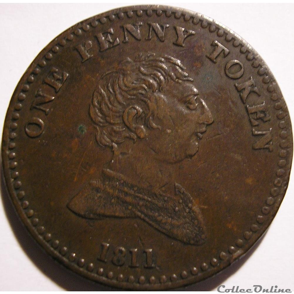 1811 One Penny Token, George III - Bilston, Staffordshir monnaie monde royaume uni 1811 one penny token george iii bilston staffordshir
