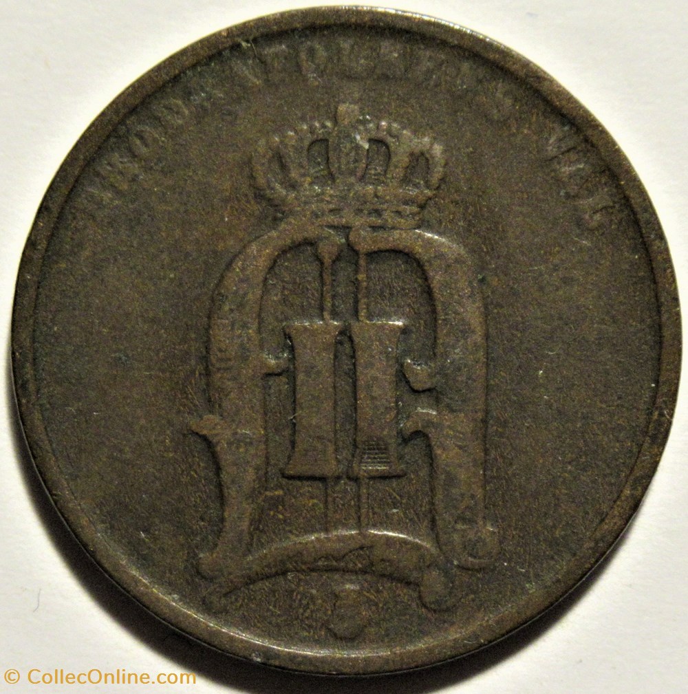 Sweden - Oskar II - 2 Öre 1875/74 - Overdate 2 monnaies monde suede sweden oskar ii 2 ore 1875 74 overdate